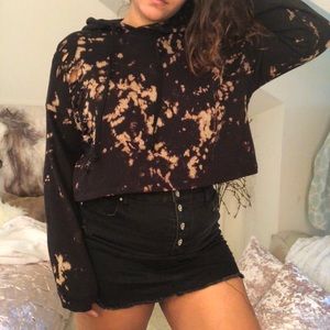 Destressed bleach black hoodie